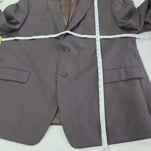 Calvin Klein Suit Men 50R Dark Brown Pinstripe Wool 2 Button Professional Formal